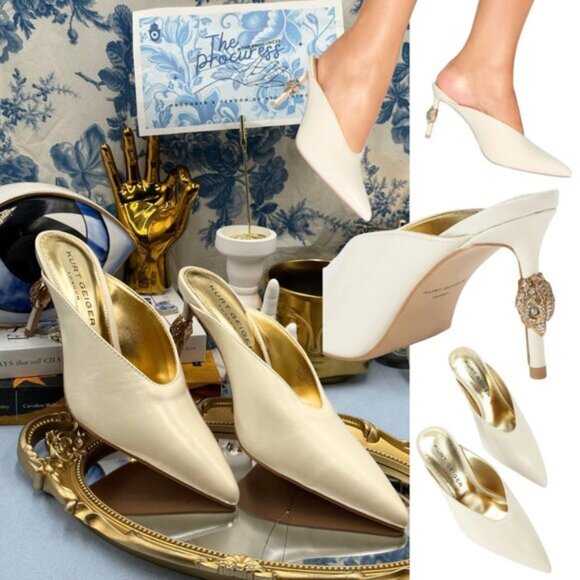 🆕 KURT GEIGER LONDON 🧿 NWOB Eagle High Closed Mule Heel, Bone Sz EU 39 US 8.5 - Picture 1 of 16